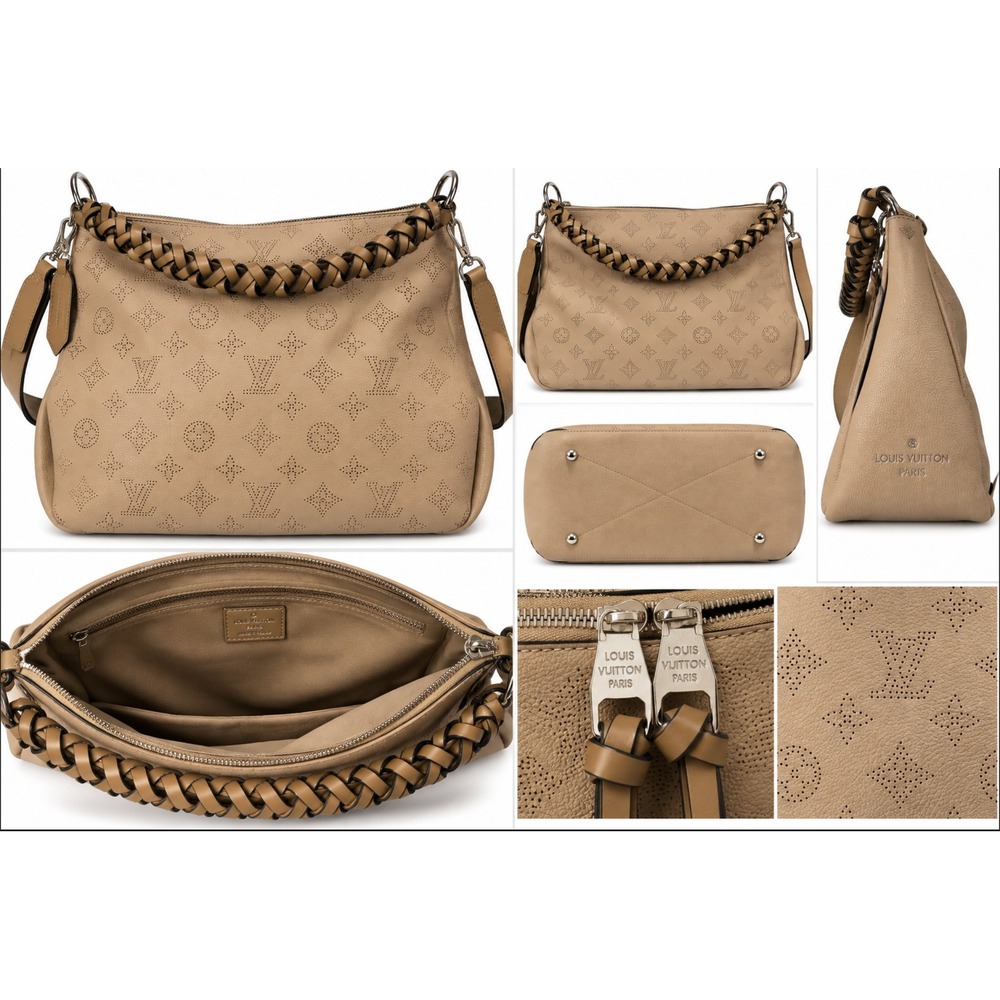 Louis Vuitton Handbag Womens Beige Muria Mahina Perforated Leather Bag Authentic